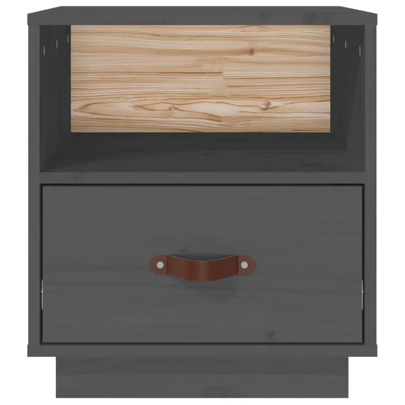Table de chevet avec tiroir et compartiment ouvert 40 x 34 x 45 cm bois de pin gris DEC033947
