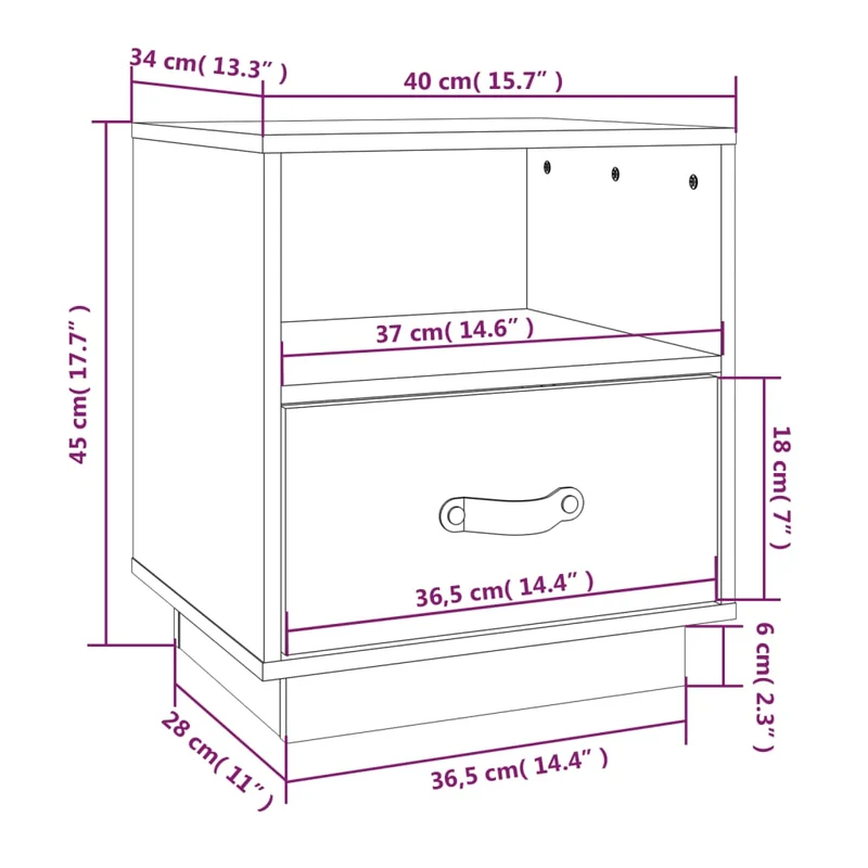 Table de chevet avec tiroir et compartiment ouvert 40 x 34 x 45 cm bois de pin gris DEC033947
