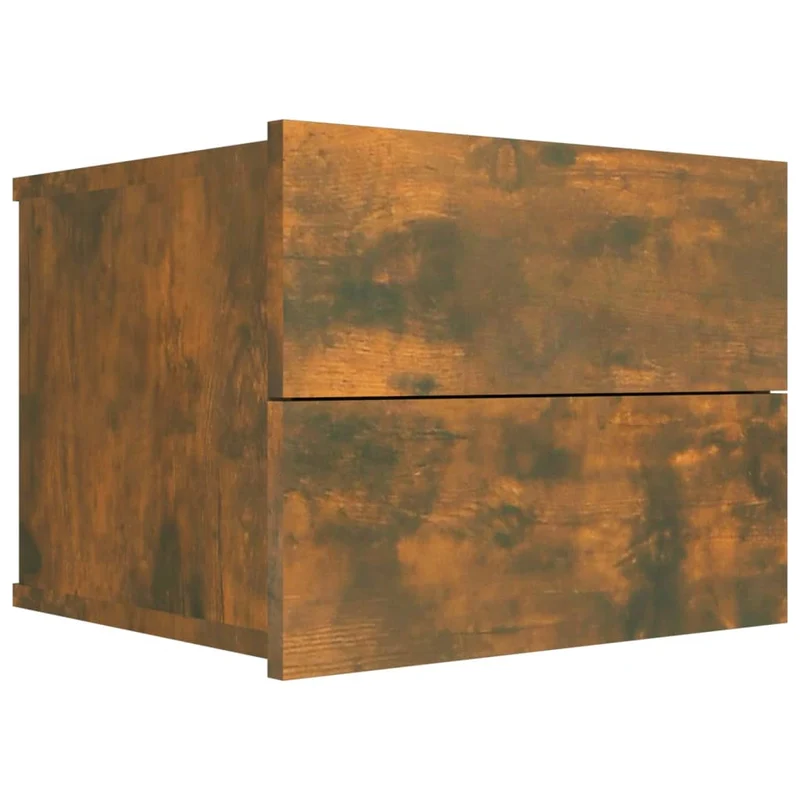 Table de chevet murale avec deux tiroirs 40 x 30 x 30 cm bois d'ingénierie marron DEC033553