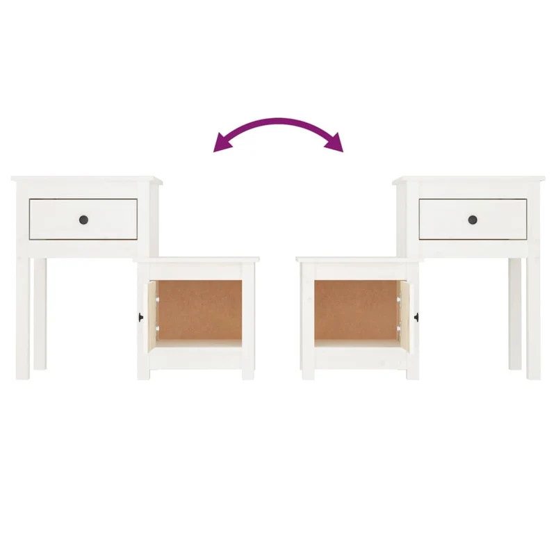 Table de chevet deux niveaux avec tiroir et compartiment 79,5 x 38 x 65,5 cm bois de pin blanc DEC033429