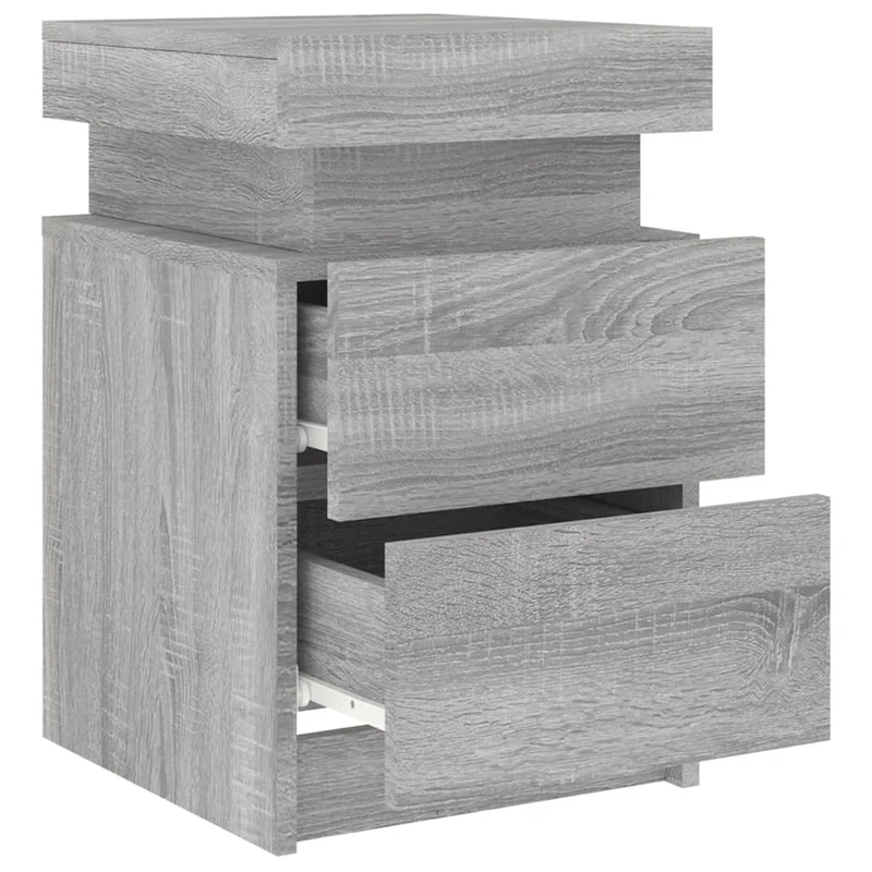 Table de chevet avec lumières LED et tiroirs 35 x 39 x 55 cm bois d'ingénierie gris DEC033198