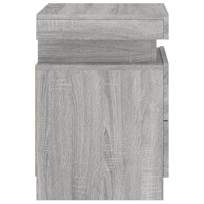 Table de chevet avec lumières LED et tiroirs 35 x 39 x 55 cm bois d'ingénierie gris DEC033198