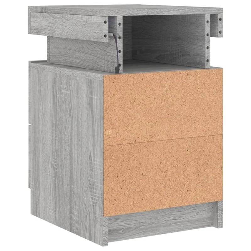 Table de chevet avec lumières LED et tiroirs 35 x 39 x 55 cm bois d'ingénierie gris DEC033198
