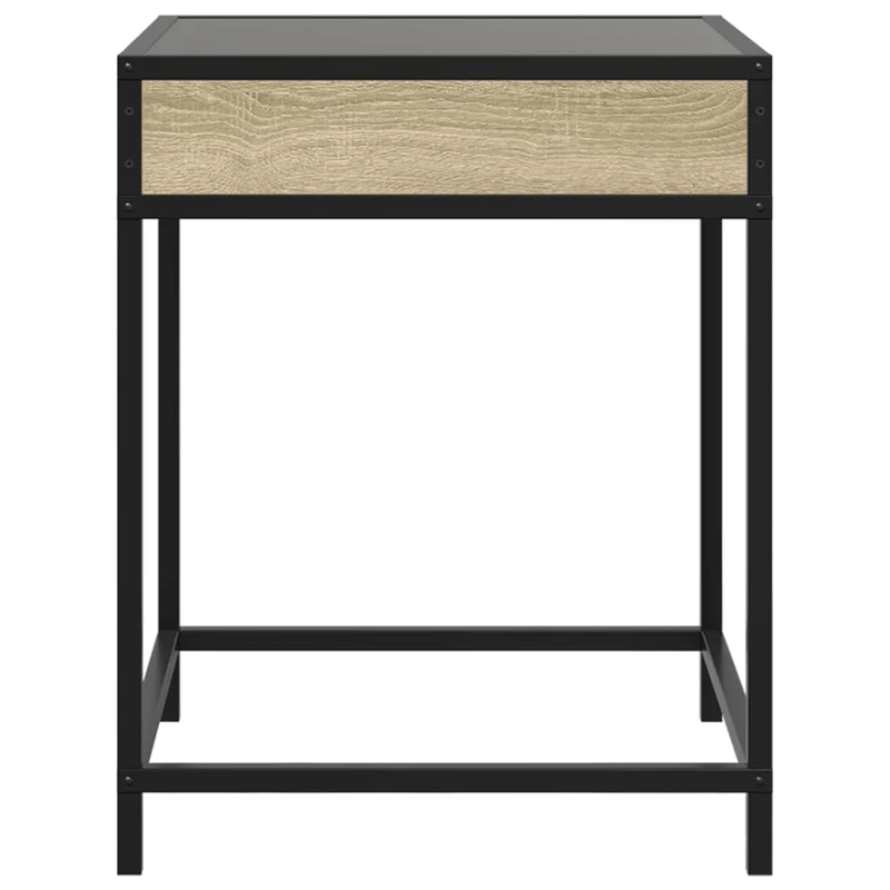 Table de chevet avec miroir à LED 40 x 40 x 51 cm bois d'ingénierie verre et acier DEC033147