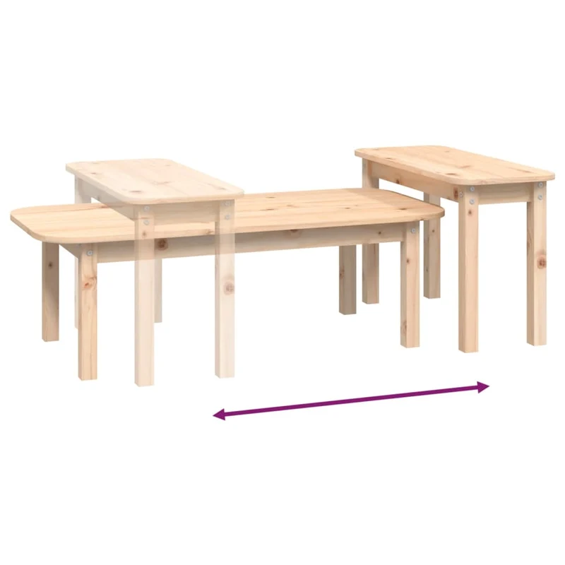 Ensemble de deux tables d'appoint gigogne en bois massif de pin non traité DEC031263