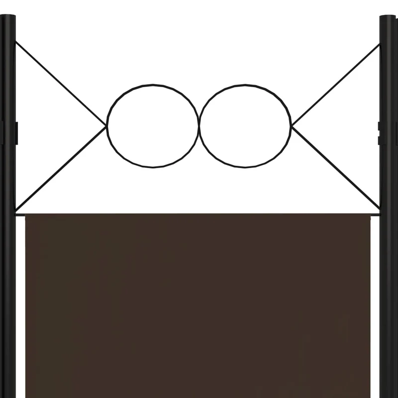 Paravent séparateur de pièce cloison 5 panneaux 200 x 180 cm en tissu marron et fer DEC030978