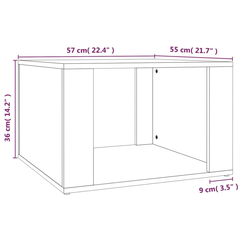 Table de chevet avec compartiment de rangement 57 x 55 x 36 cm bois d'ingénierie marron DEC033668