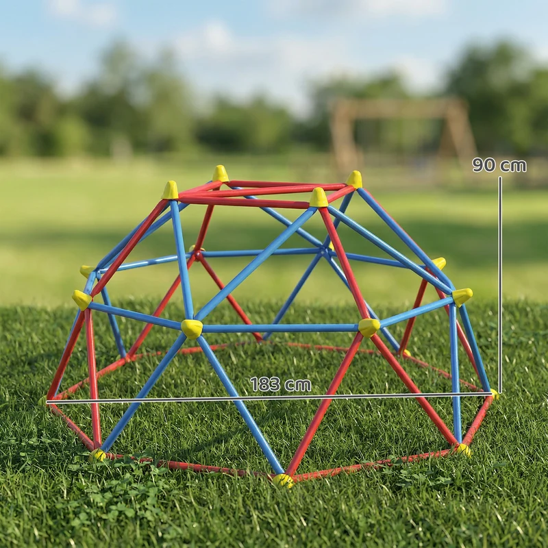 Cage d'escalade pour enfants 183 x 183 x 90 cm assemblage facile stimule motricité contemporain décoratif en métal rouge 21_0000418
