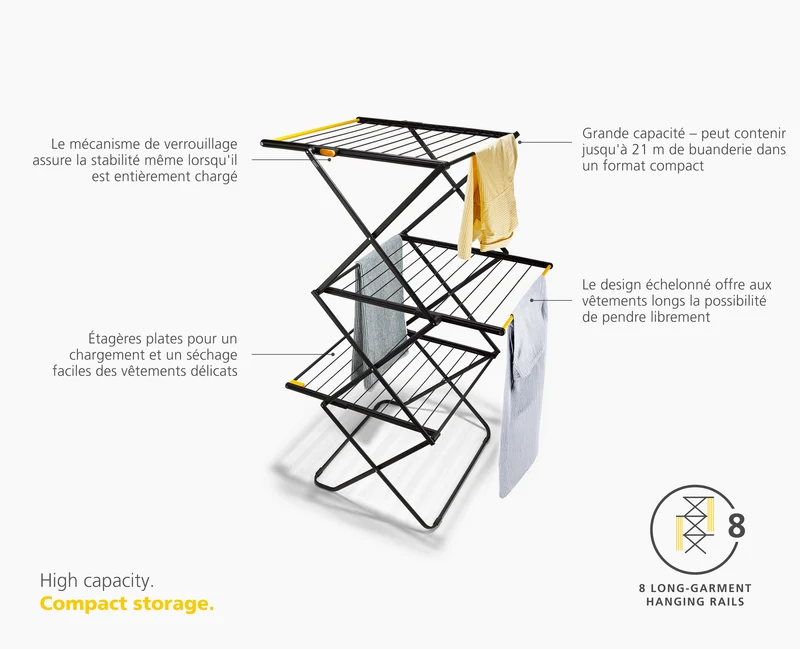 Grand Étendoir à Linge de Grande Capacité 21m AirFrame™ Max
