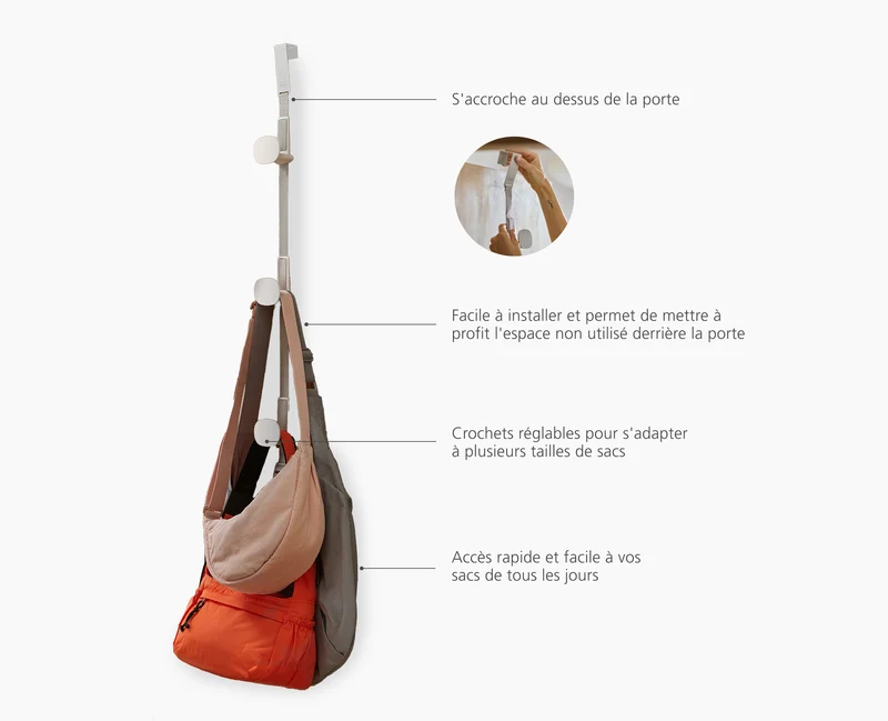 Rangement de Sacs à Main à Suspendre sur une Porte Orderly™
