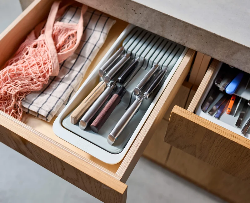 Set de 2 Range-Couverts et de Couteaux Compacts à Plusieurs Niveaux Drawerstore™