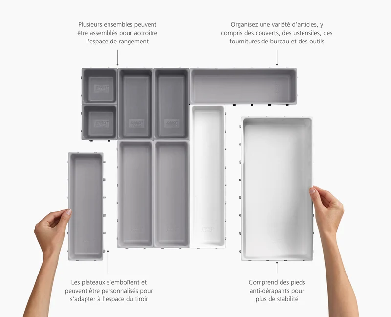 Set d'Organisateurs de Tiroir Modulaires de 10 pièces Pierre Foncé Blox™