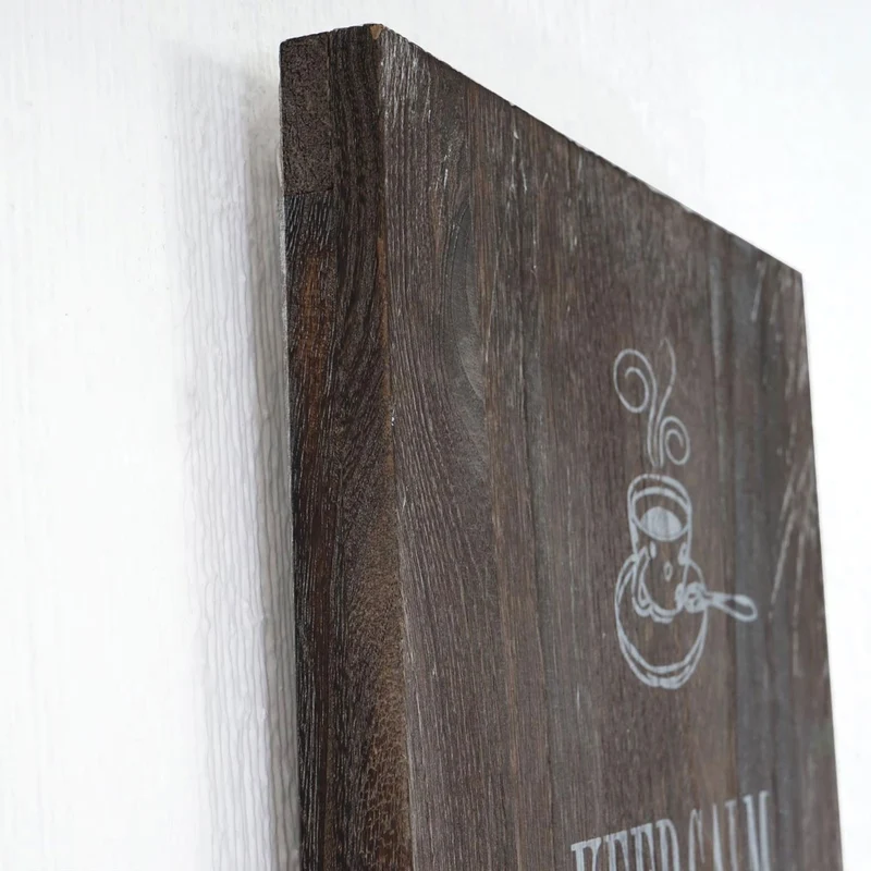 Panneau déco cadre mural en bois 40x30 cm motif café vintage DEC04058