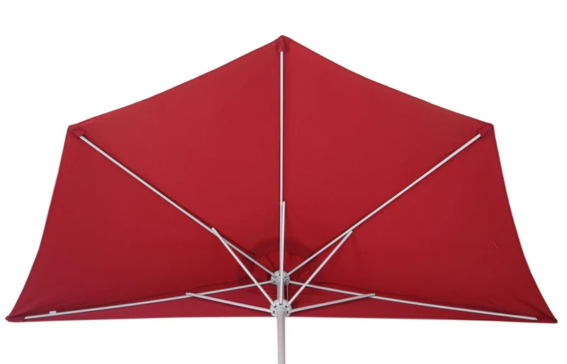 Demi parasol semi-circulaire balcon terrasse UV 50+ polyester/aluminium 3kg avec une portée de 270 cm bordeaux avec support 04_0003848