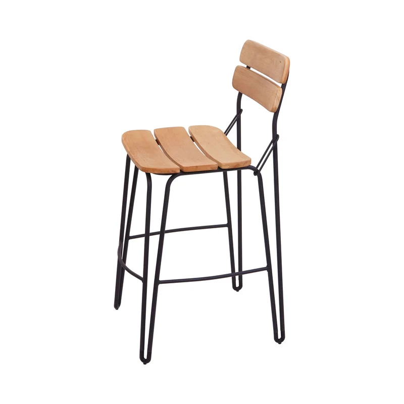 Lot de 2 tabourets de bar en bois et métal industriel brun naturel 04_0000148