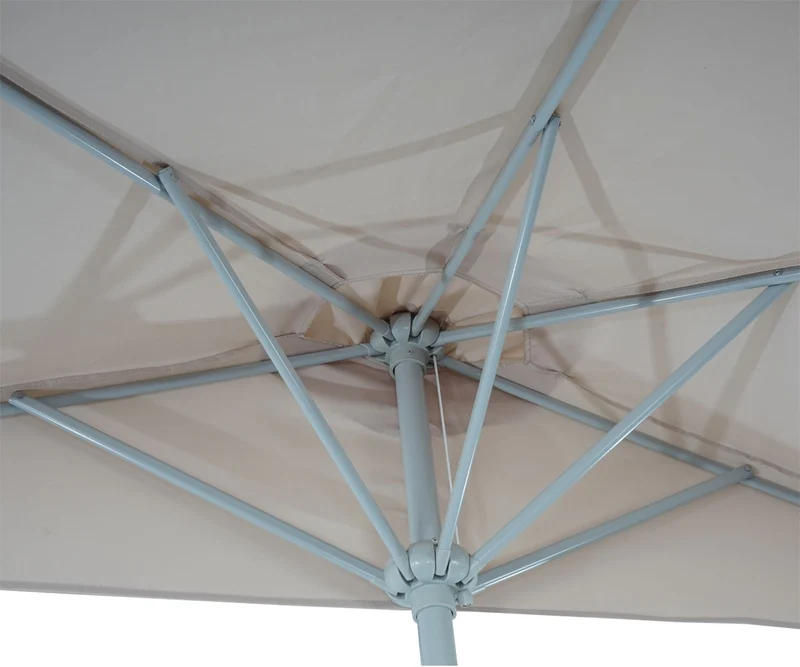 Demi parasol semi-circulaire balcon terrasse UV 50+ polyester/aluminium 3kg avec une portée de 270 cm bordeaux sans support 04_0003852