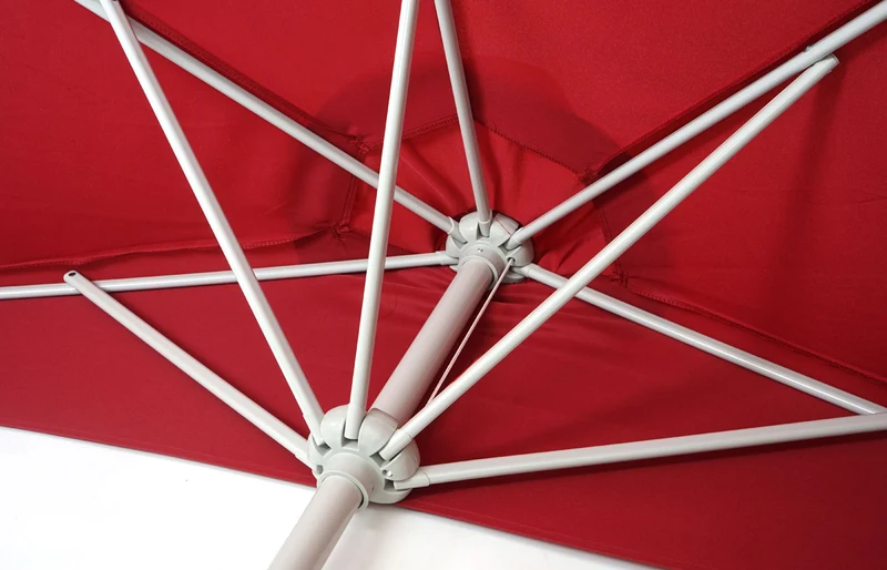 Demi parasol semi-circulaire balcon terrasse UV 50+ polyester/aluminium 3kg avec une portée de 270 cm bordeaux sans support 04_0003852