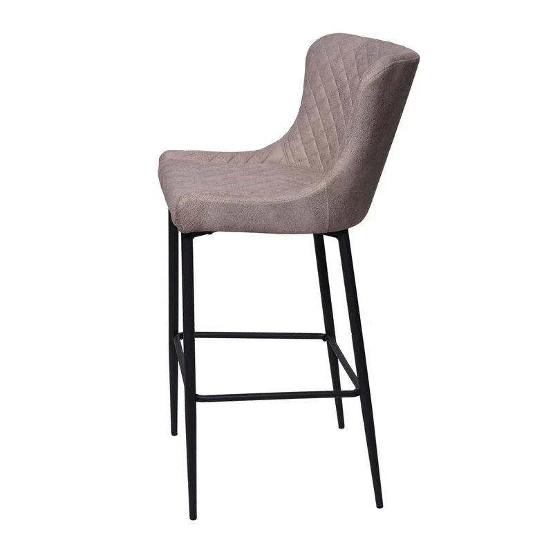 Lot de 2 tabourets de bar chaises de comptoir en tissu gris design chic et rétro 04_0000157