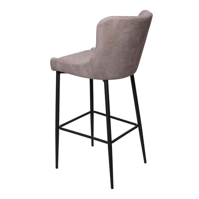 Lot de 2 tabourets de bar chaises de comptoir en tissu gris design chic et rétro 04_0000157