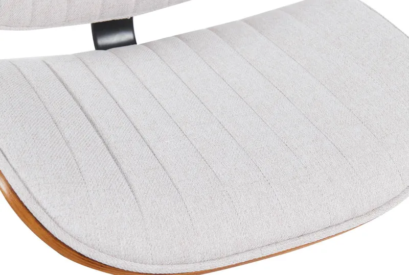 Tabouret de bar x1 style rétro moderne assise en tissu crème bois noyer et cadre métal chromé 10_0006340