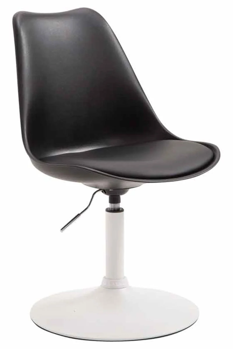 Lot de 4 chaises de salle à manger pivotant et hauteur réglable siège en plastique noir cadre en métal aspect chromé 10_0006410