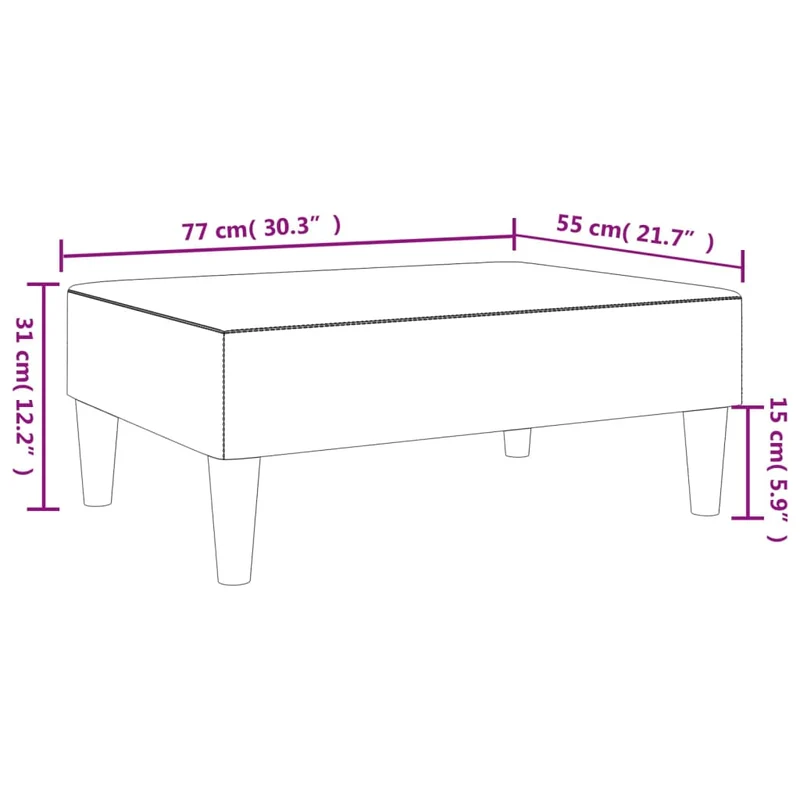 Repose-pieds tabouret 77 x 55 x 31 cm en PVC gris DEC030201