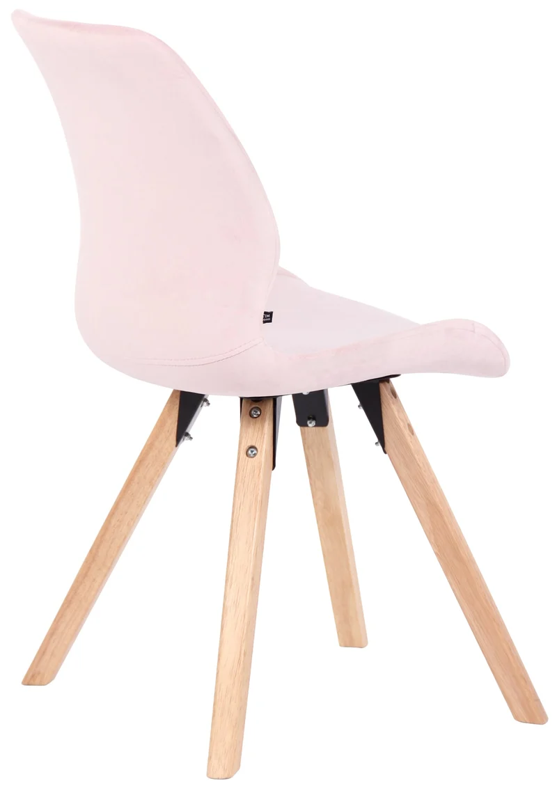Lot de 2 chaises de salle à manger en velours rose style scandinave pieds bois CDS101122