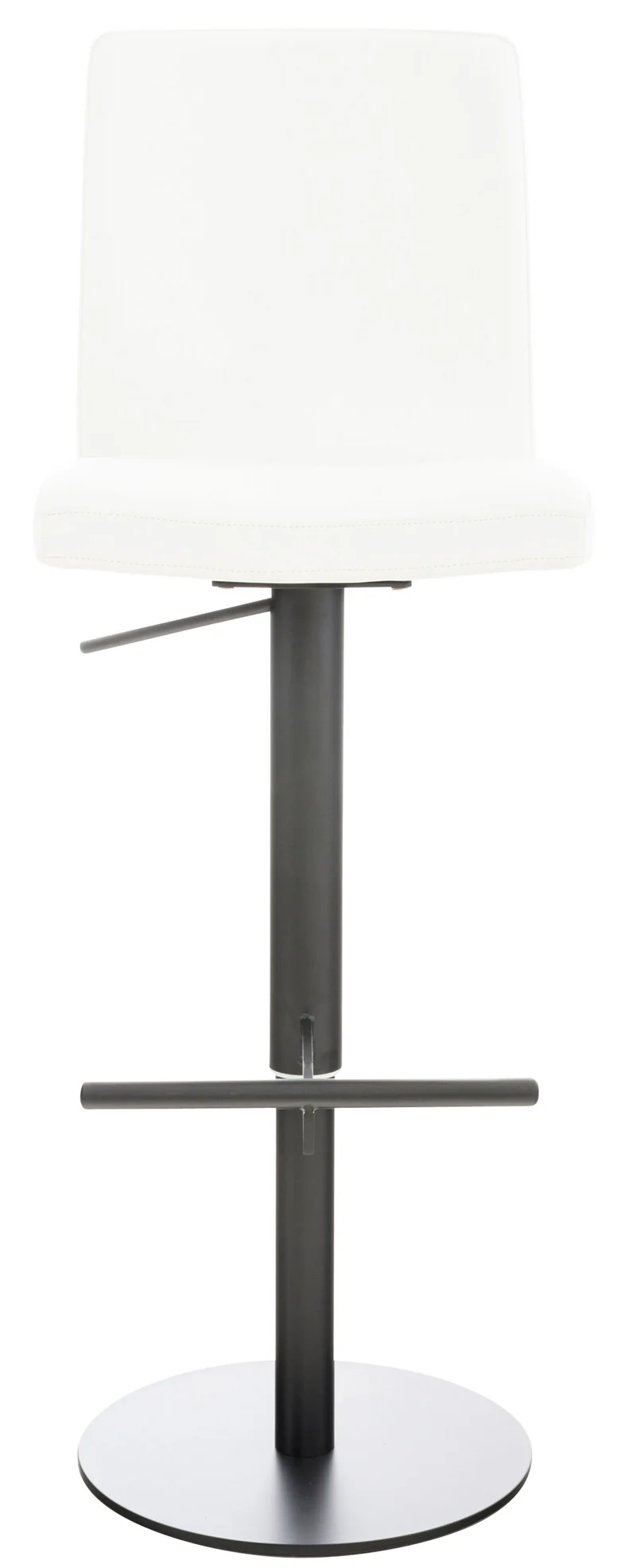 Lot de 2 tabourets de bar avec repose-pieds et dossier assise en similicuir blanc cadre métal noir 10_0006748