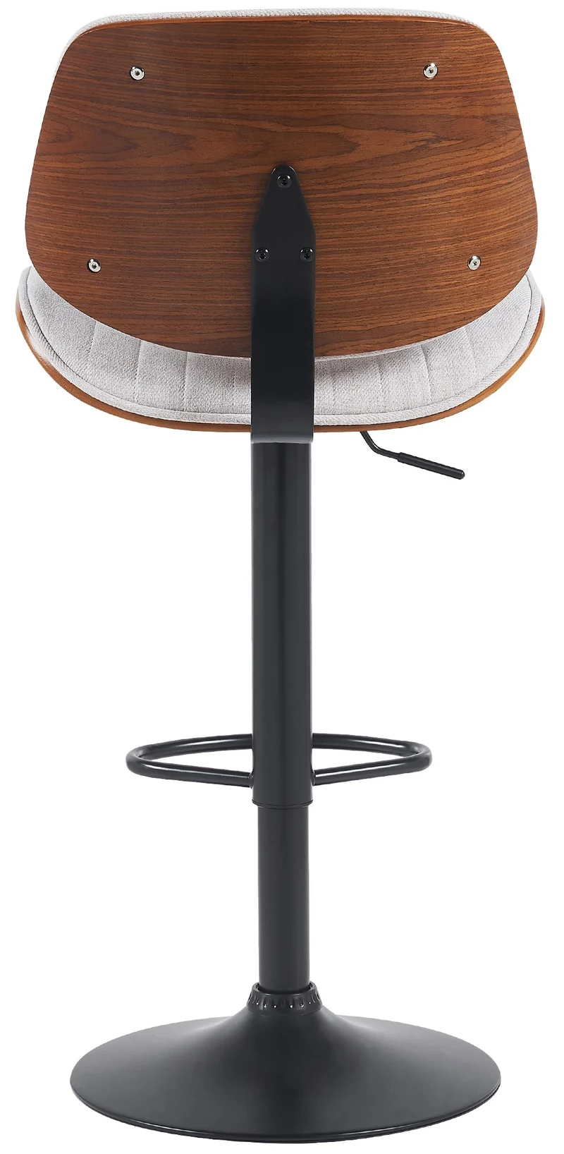 Tabouret de bar x1 style rétro moderne assise en tissu blanc bois noyer et cadre métal noir 10_0006267