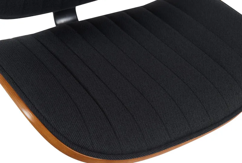Tabouret de bar x1 style rétro moderne assise en tissu noir bois noyer et cadre métal chromé 10_0006203