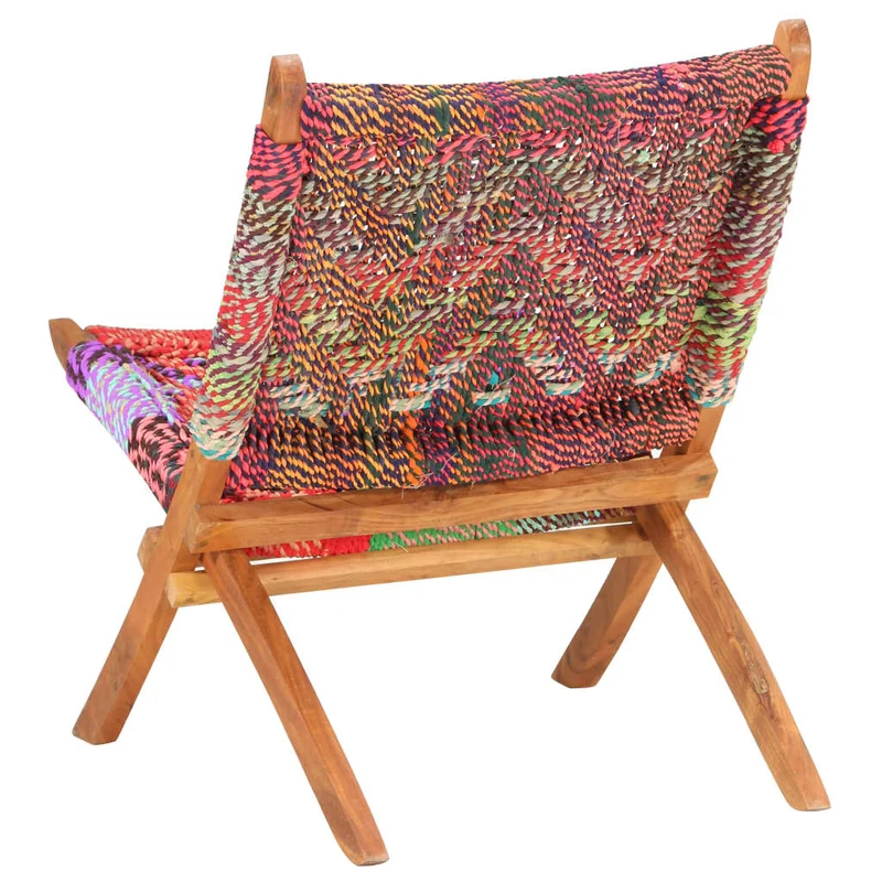 Fauteuil lounge design moderne pliable chindi tissu multicolore DEC026799