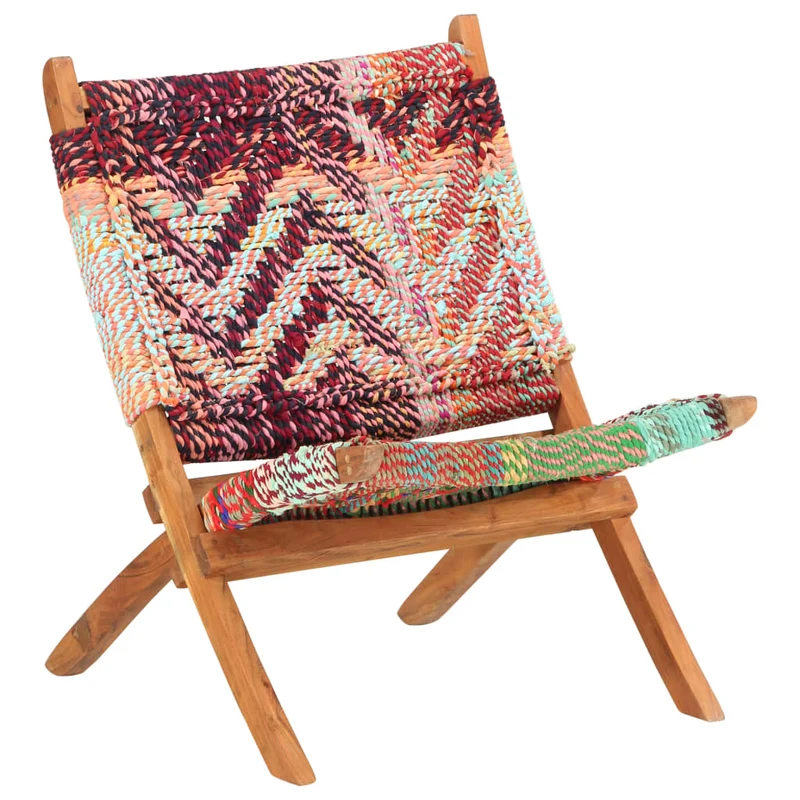 Fauteuil lounge design moderne pliable chindi tissu multicolore DEC026799