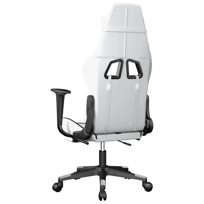 Fauteuil de bureau chaise gaming sur roulettes avec repose-pieds PVC noir et blanc DEC025740