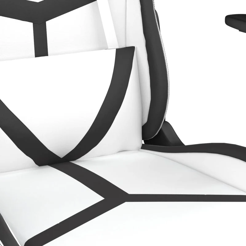 Fauteuil de bureau chaise gaming sur roulettes avec repose-pieds PVC noir et blanc DEC025740