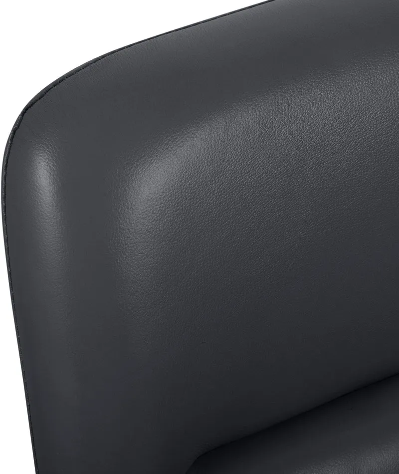 Chaise de bureau sur roulette avec accoudoirs design rétro en cuir véritable noir 10_0007002