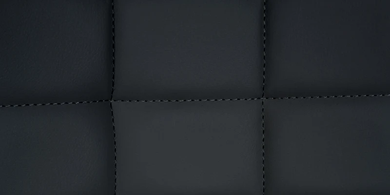 Tabouret de bar x1 en PVC noir avec surpiqûres décoratives carrées cadre métal noir avec repose-pieds 10_0005866