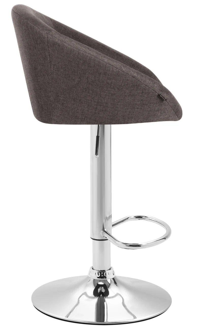 Tabouret de bar x1 chaises hautes design moderne en tissu gris foncé et métal chromé 10_0005938