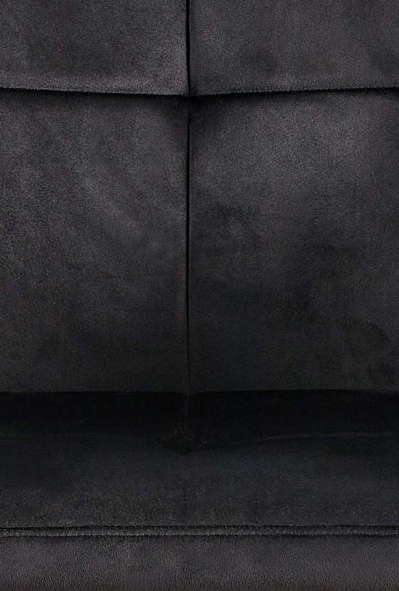 Chaise de salle à manger bureau coutures décoratives carrées en velours noir pieds en métal noir 10_0001898