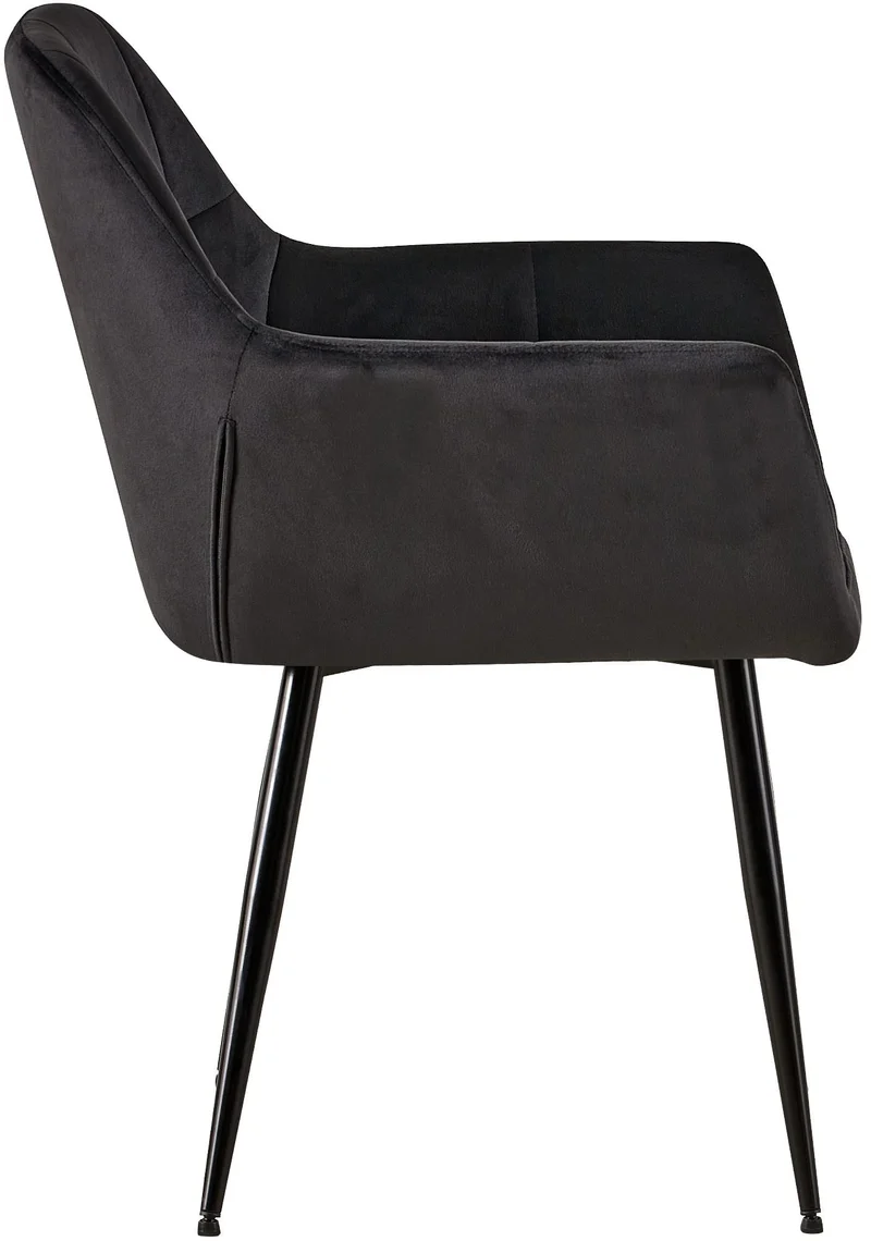 Lot de 2 chaises de salle à manger design retro coutures décoratives en carrées assise en velours noir 10_0001538