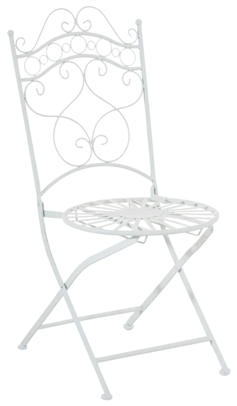 Lot de 2 chaises de jardin terrasse balcon design rustique en fer forgé blanc 10_0002863