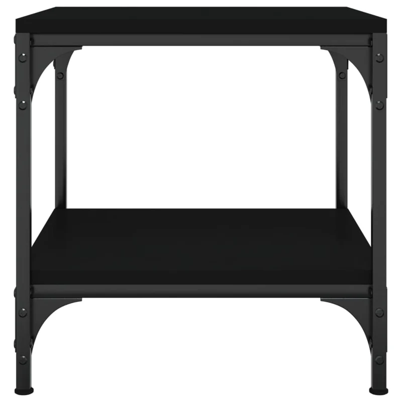 Table d'appoint chevet avec étagère 40 x 40 x 40 cm bois d'ingénierie noir et acier DEC040291