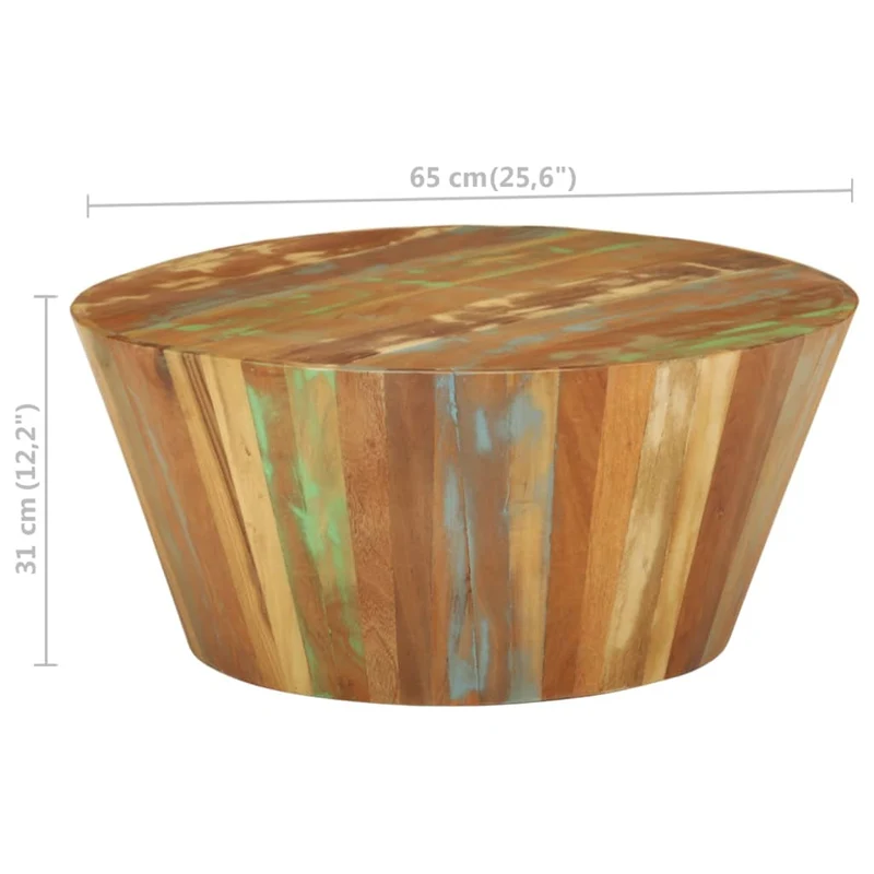 Table basse Ø65 x 31 cm bois de récupération massif multicolore DEC040229