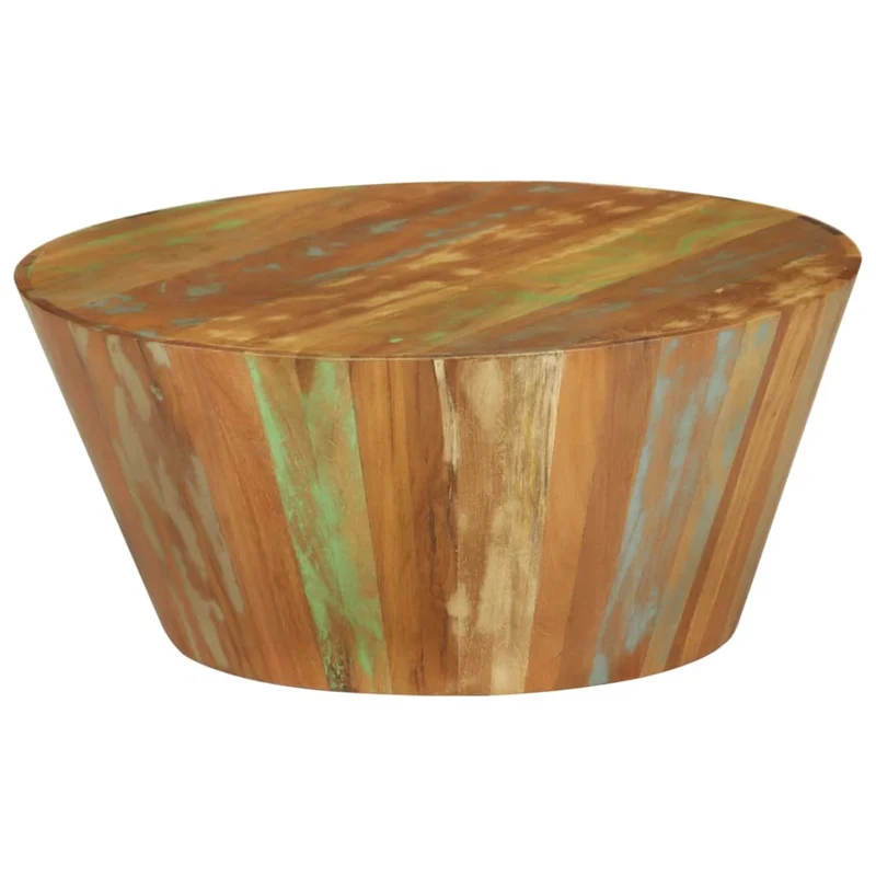 Table basse Ø65 x 31 cm bois de récupération massif multicolore DEC040229