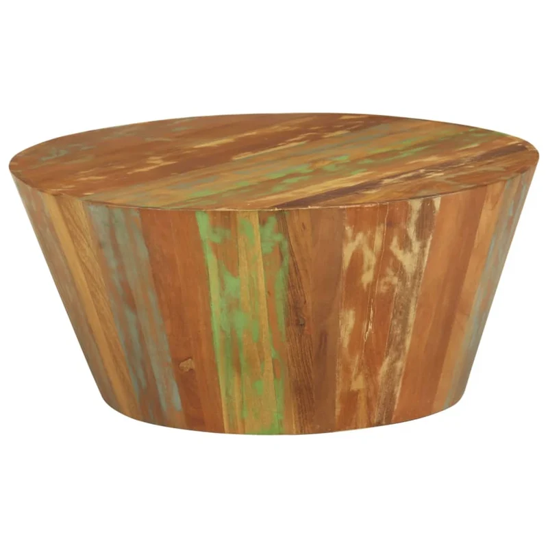 Table basse Ø65 x 31 cm bois de récupération massif multicolore DEC040229