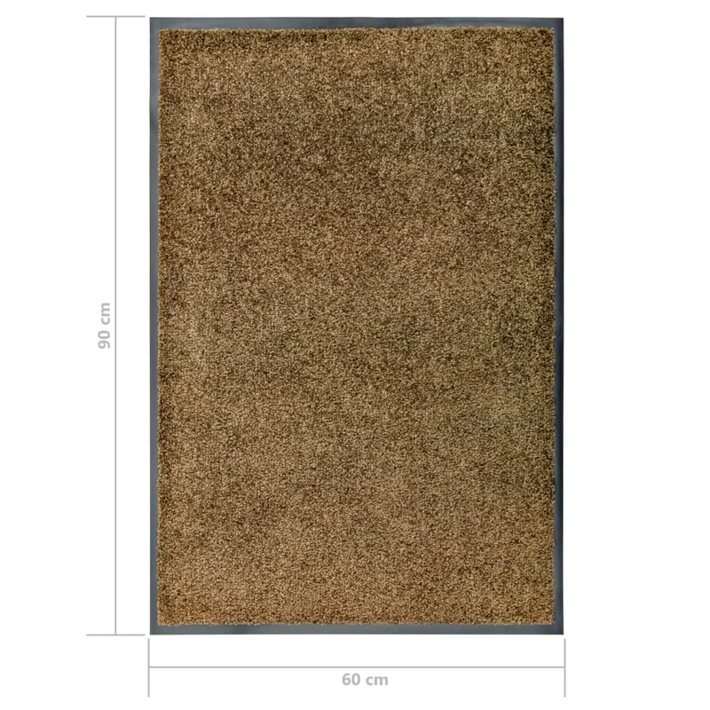 Paillasson porte d'entrée dessous antidérapant 60 x 90 cm PVC et polyamide marron DEC040621