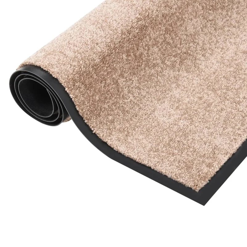 Paillasson de porte d'entrée dessous antidérapant 40 x 60 cm PP torsadé beige et vinyle DEC040585