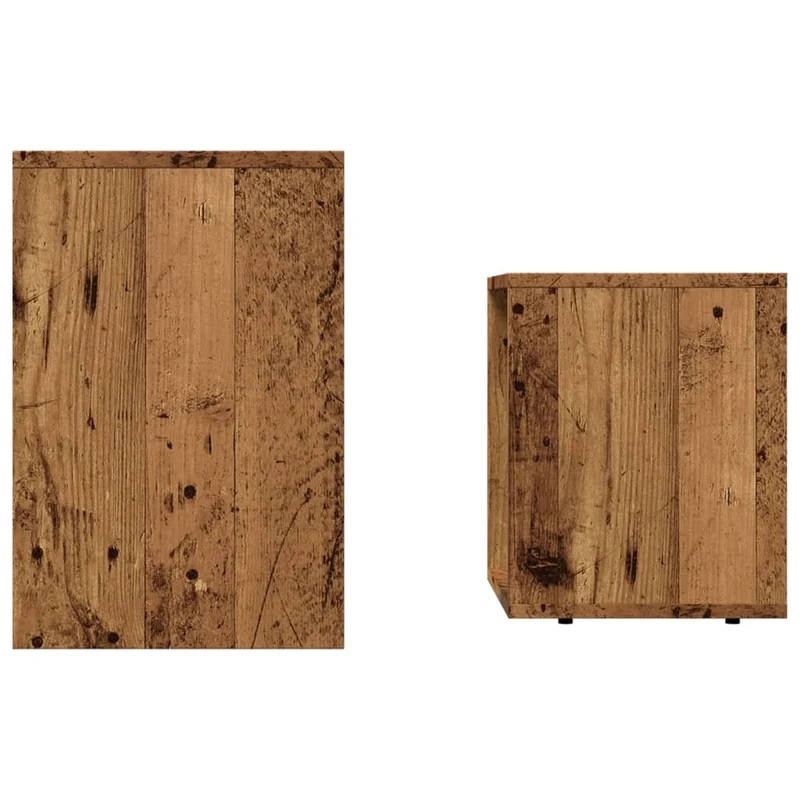 Lot de 2 tables d'appoint gigognes en bois d'ingénierie marron effet vieilli DEC040528