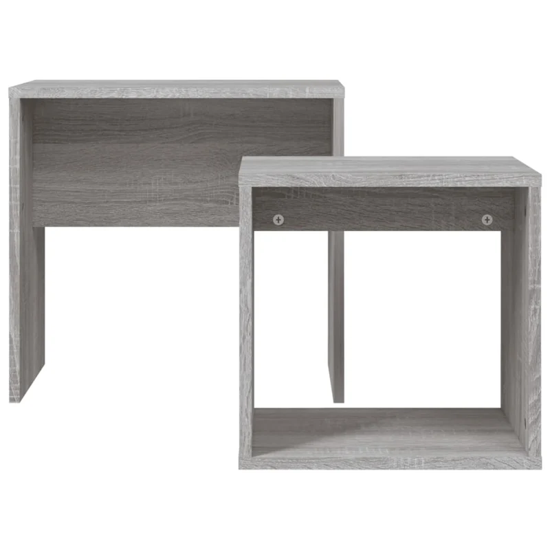 Set de 2 tables d'appoint gigognes en bois d'ingénierie gris DEC040525