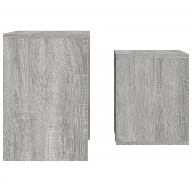 Set de 2 tables d'appoint gigognes en bois d'ingénierie gris DEC040525