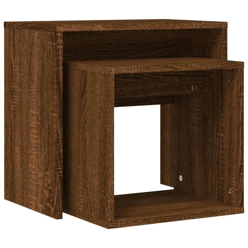 Lot de 2 tables d'appoint gigognes en bois d'ingénierie marron DEC040503